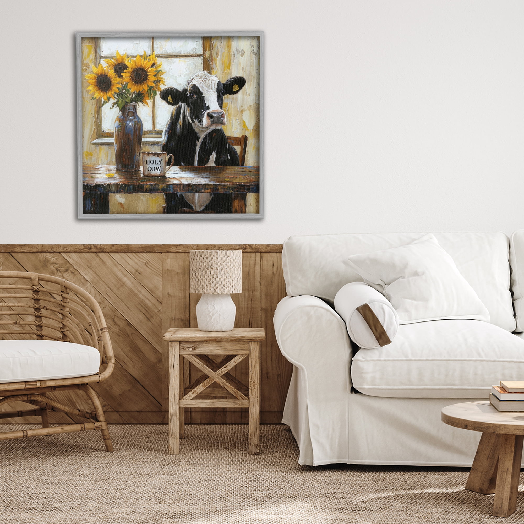 Stupell Industries Holy Cow Rustic Farm Table Gray Framed Giclee Art, design by Tina LeCour