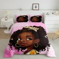 thumbnail image 2 of Black Princess Bedding Set American African Twin Size Comforter Set Glitter Pink Black Bed Comforter Sets Teen Reversible Colorful Stars Quilt Set, 2 of 6
