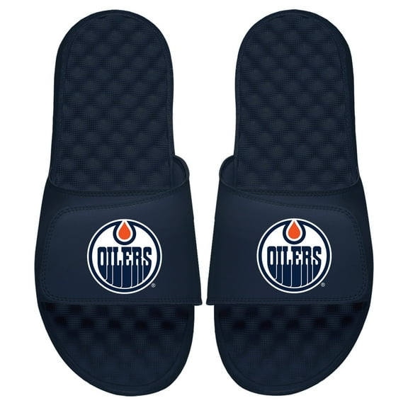 Men's ISlide Navy Edmonton Oilers Primary Logo Slide Sandals