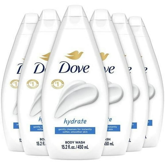 Dove Body Wash, Hydrate 6-Pack – Moisturizing Cleanser For Smooth, Soft Skin, 15.22 Oz Ea Packaging May Vary
