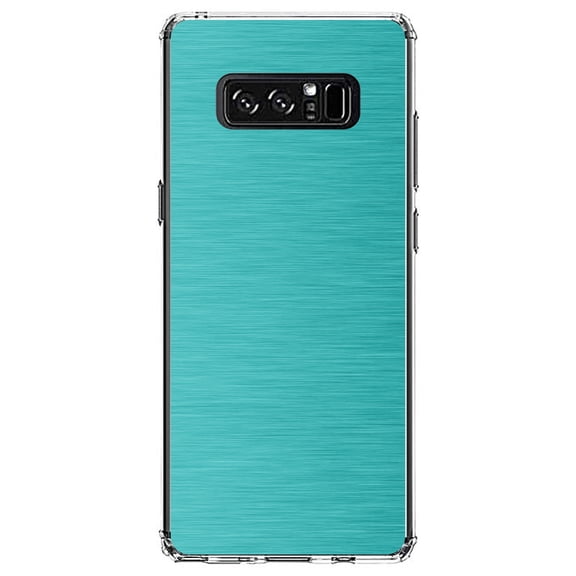 DistinctInk Clear Shockproof Hybrid Case for Samsung Galaxy Note 8 - TPU Bumper, Acrylic Back, Tempered Glass Screen Protector - Teal Stainless Steel Image - Printed Stainless Steel