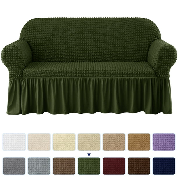 Subrtex 1Piece Seersucker Sofa Slipcover Skirt Stretch Sofa Couch