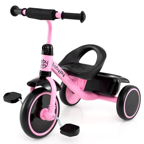 Babyjoy Kids Tricycle Toddler Trike with Adjustable Seat & Storage Basket 3 Wheel Bike