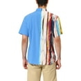 thumbnail image 3 of INSPIRE CHIC Men's Button Down Shirt Color Block Short Sleeve Striped Summer Shirts White Blue L, 3 of 6