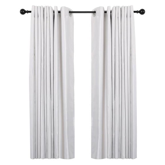 28-48 in. Adjustable Curtain Rod with Round Finials - Black