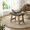 Slate Gray and Brown, variant on LEDREM Padded Foot Stool Ottoman with Solid Wood Frame, Curved Cushion Footrest for Under Desk, Living Room, Slate Gray and Brown