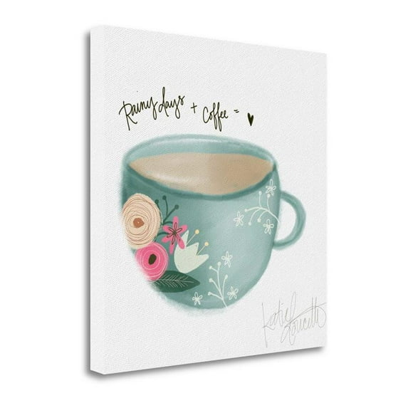 26" x 26" Rainy Coffee By Katie Doucette - Print on Canvas Fabric Multi-Color
