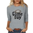 thumbnail image 2 of Gamivast 3/4 Sleeve Tops for Women Funny Football Game Day Crew Neck Tunic Sweatshirt Fitted Casual Drop Shoulder Going Out Pullover Holiday Superbowl Outfit, 2 of 5