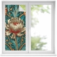 thumbnail image 2 of William Morris Plant Floral Window Privacy Film, Retro Lotus Flower Leaves Static Cling UV Sun Blocking Tint Film Heat Control Windows Films for Bedroom Bathroom, Window Stickers 17.7"x39.3", 2 of 8
