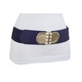 thumbnail image 3 of Women Dark Blue Elastic Belt Gold Metal Buckle Size S M, 3 of 13