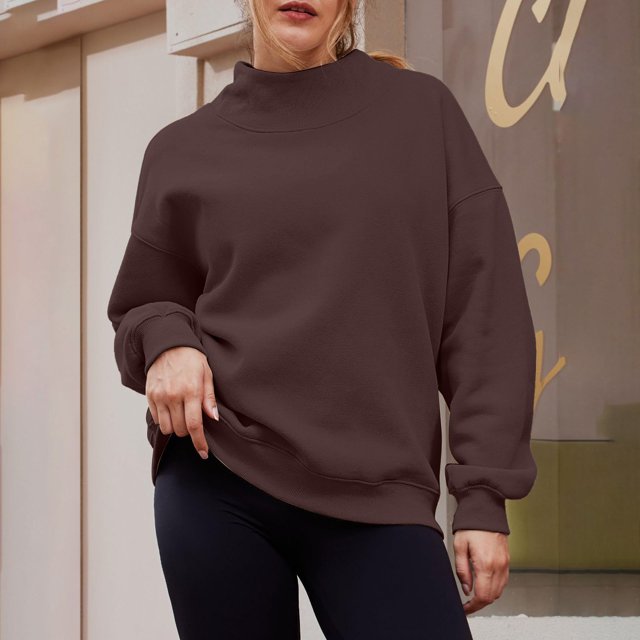 IMENGL Chandails Molletonnés Surdimensionnés à Col Roulé, Rouge m, Taille M-2TG