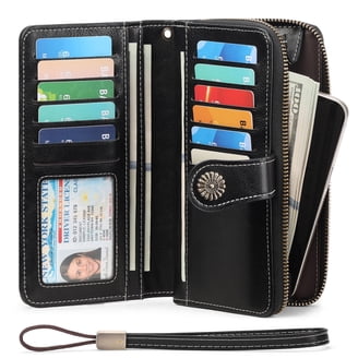 Amazon.com: Women Wallet Real Leather Bifold RFID Blocking  Real Leather Bifold RFID Blocking Clutch Wallet with 12 Card Slots main image 2