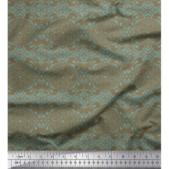 Soimoi Georgette Viscose Fabric Floral Mandala Print Fabric by the Yard 42 Inch Wide