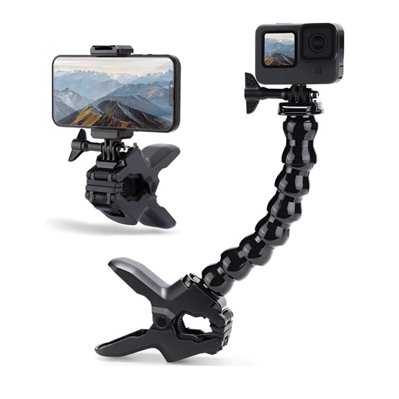 GJX Action Camera Mount Revolution, Convenient To Use Flex Clamp Mount, With Fully Adjustable Gooseneck camera mount,Your Partner For Every Adventure