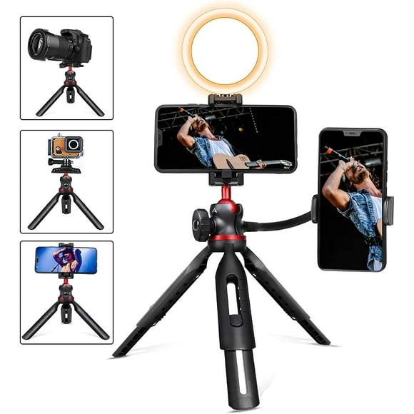 Phone Tripod for iPhone Android,Anakk 10" Flexible Camera Tripod Stand,360°Adjustable Travel Tripods for DSLR Camera Selfie Stick Tripod for GoPro Google Pixel Android iOS Smart Phones Black-S