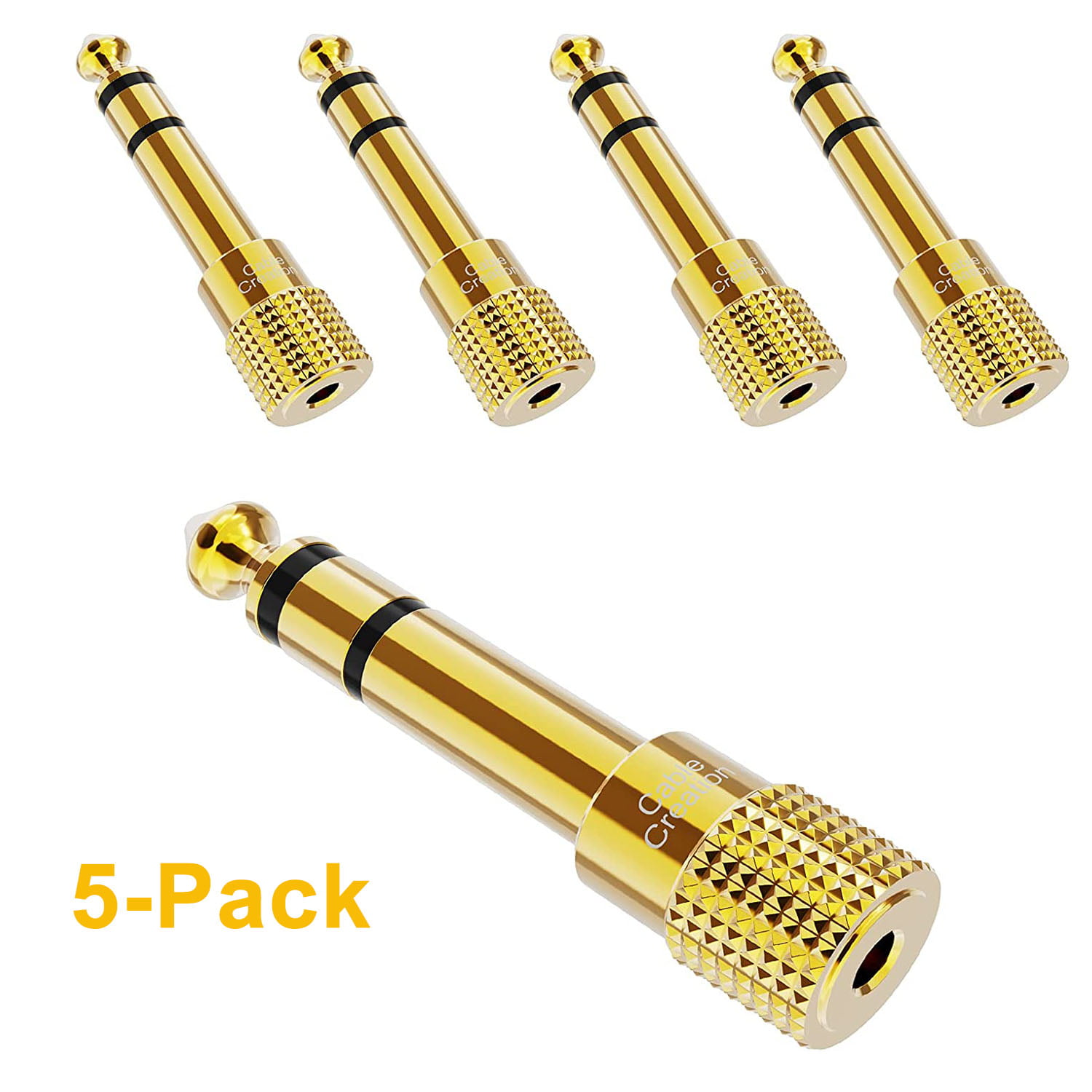 5 Pack 3.5mm 1/8" Stereo Male Audio TRS Gold Plated Jack Plug Adapter Connector