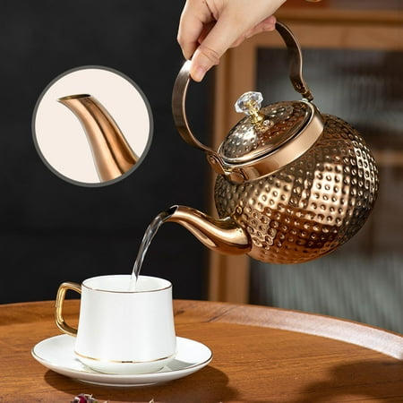 

Blooming Loose Leaf Teapot Water Kettle for Induction Gas Anti Scald Portable Universal Stainless Steel Teapot with Infuser for Hotel .6L