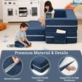 thumbnail image 4 of 3Pcs Modular Kids Play Couch, Toddler Convertible Foam Sofa with Removable Suede Cover for Playroom, Bedroom Furniture, Lake Blue, 4 of 8