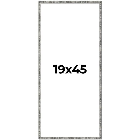 19x45 Frame Silver Grey Distressed Solid Wood Picture Frame | 0.75 Inch Moulding Width | Interior