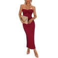 thumbnail image 1 of Vestido PRETTYGARDEN XL Rojo Vino Strapless con Nudo Torcido Maxi, 1 of 8