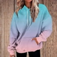 thumbnail image 2 of XPMWRP Women's Gradient Color Oversized Drawstring Hoodies Sweatshirt Long Sleeve Lightweight Loose Fit Comfortable Pullover with Pockets Blue XL, 2 of 5