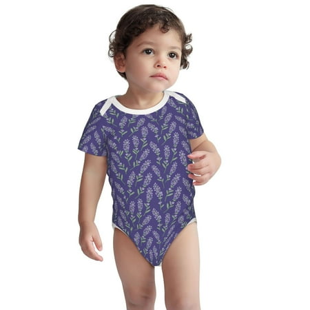 

Haiem Lavender Flowers Printed Unisex-Baby Short Sleeve Onesies Bodysuits Unisex Babies Snap-Up Rompers-2 Years