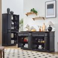 thumbnail image 6 of Black Farmhouse Storage Cabinet with 2 Doors and 1 Drawer, Adjustable Shelf, Freestanding Kitchen Pantry Cabinet, Modern Buffet Sideboard Coffee Bar Cabinet Living Room Bathroom Dining Room, 6 of 16