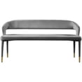thumbnail image 4 of Maklaine Velvet Gray Bench Rectangular Contemporary Rounded Back Upholstered Legs Unassembled, 4 of 6