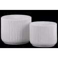 thumbnail image 1 of Ribbed Patterned Ceramic Pot With Tapered Bottom, Glossy White, Set of 2, 1 of 1