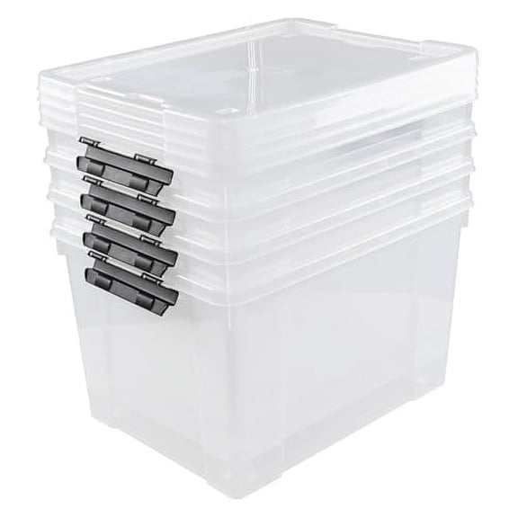 Hespama 50 Quart Large Storage Bins with Lids, 4 Packs Plastic Clear Storage Boxes