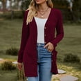 thumbnail image 2 of Duoif Cardigan Sweaters for Women, Women's Long Sleeve Open Front Cardigans Button down V Neck Lightweight Outwear Jumpers with Pockets S XXL Womens Sweaters Wine XL, 2 of 8