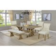 thumbnail image 2 of Beige Linen Fabric Dining Bench with Tufted Seat and Rustic Oak Wood, 2 of 2