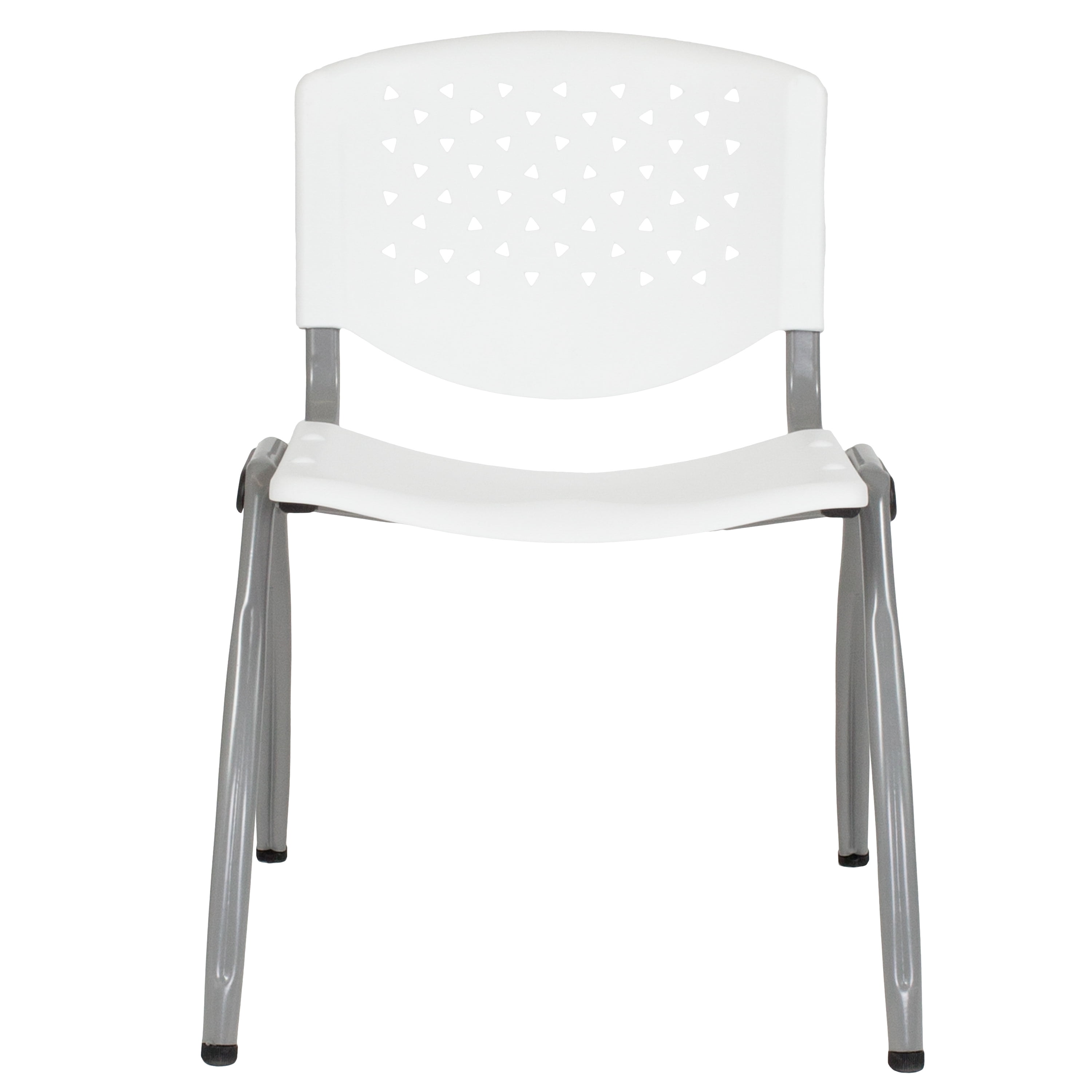 Flash Furniture HERCULES Series 880 lb. Capacity White Plastic Stack Chair with Titanium Gray Powder Coated Frame