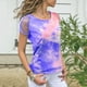 thumbnail image 3 of Gibobby Playera de Manga Corta Casual Suave Blusa manga corta con estampado tinte anudado suelto a la moda para mujer(Azul,M), 3 of 5