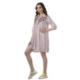 thumbnail image 4 of Moomaya Robe Chemise Unie Brodée Femmes Manches 3/4 Col Blouse Évasée, 4 of 6