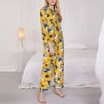 thumbnail image 3 of Fotbe Blue Striped Sunflower Conjunto de Pijama de Manga Larga para Mujer con Estampado, Ropa de Dormir de 2 Piezas, Conjunto de Casa Suave y Cómodo con Bolsillos-Small, 3 of 7