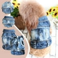 thumbnail image 4 of Tainini Pet Clothes Dog Jeans Jacket Denim Coat Hoodies Puppy Vintage Washed Clothes ,S, 4 of 4