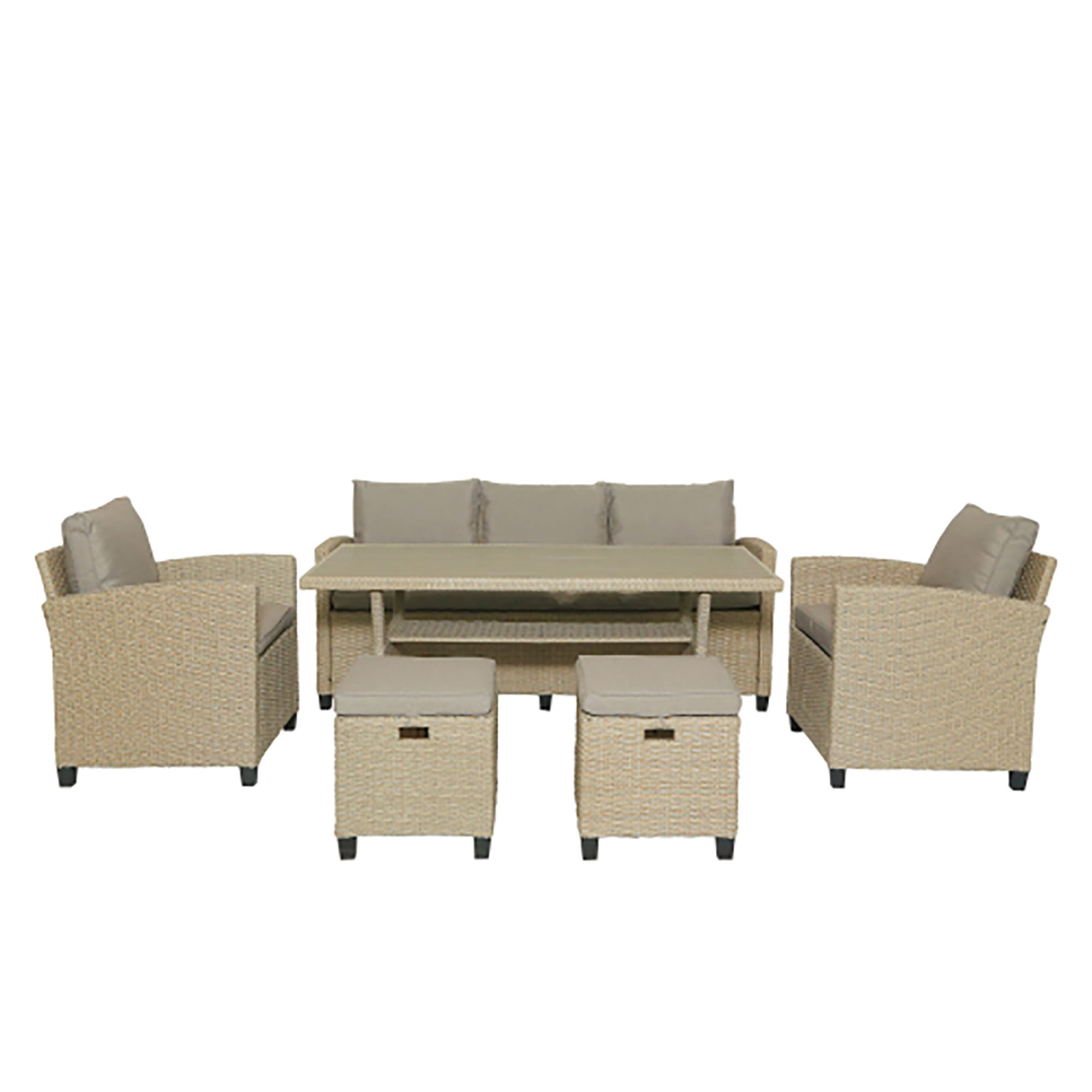 Kadyn Outdoor Patio Furniture Set, 6 Piece Combination Outdoor Patio Set Wicker Conversation Set Patio Sofa Table Set for Patio Backyard Lawn Porch Poolside Balcony, Brown Kadyn Outdoor Patio Furniture Set, 6 Piece Combination Outdoor Patio Set Wicker Conversation Set Patio Sofa Table Set for Patio Backyard Lawn Porch Poolside Balcony, Brown