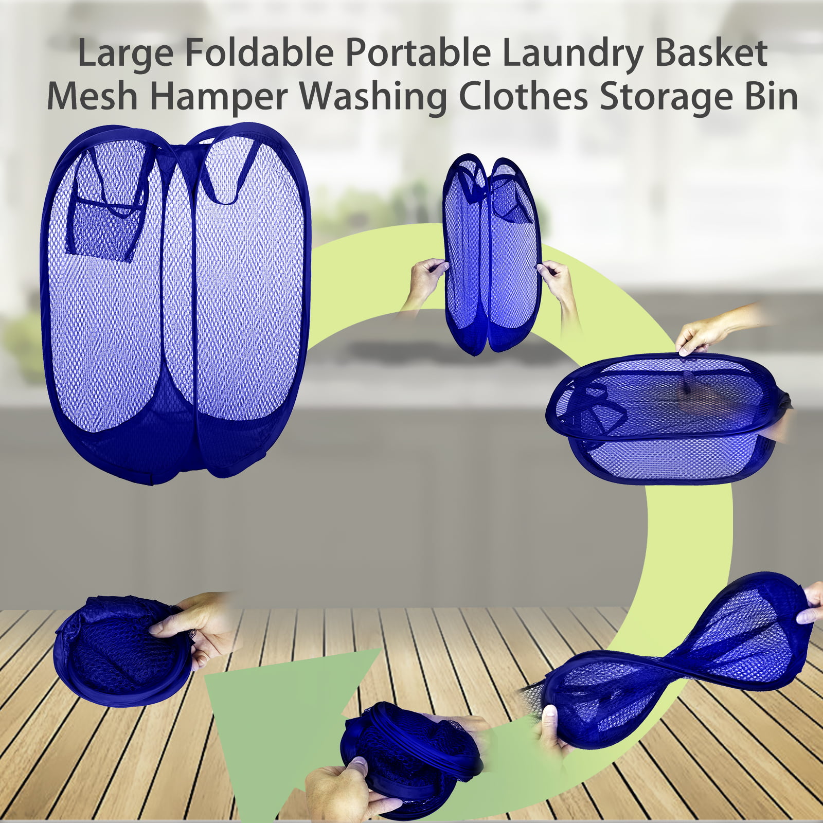 Black TFCFL Mesh Pop Up Laundry Hamper Square Shape Collapsible Design with Handles /& Side Pocket for Clothes /& Laundry