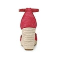 thumbnail image 2 of BLISSFUL STEP Sandales Compensées à Plateforme en Espadrille à Lacets pour Femmes Rouge (Taille 7,5), 2 of 6