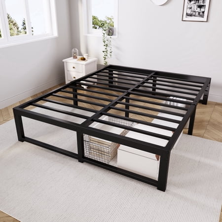 Merrland 14" Queen Bed Frame, Metal Platform Bed with Under-Bed Storage Space, 3500 lbs Weight Capacity, Easy Assembly, Black