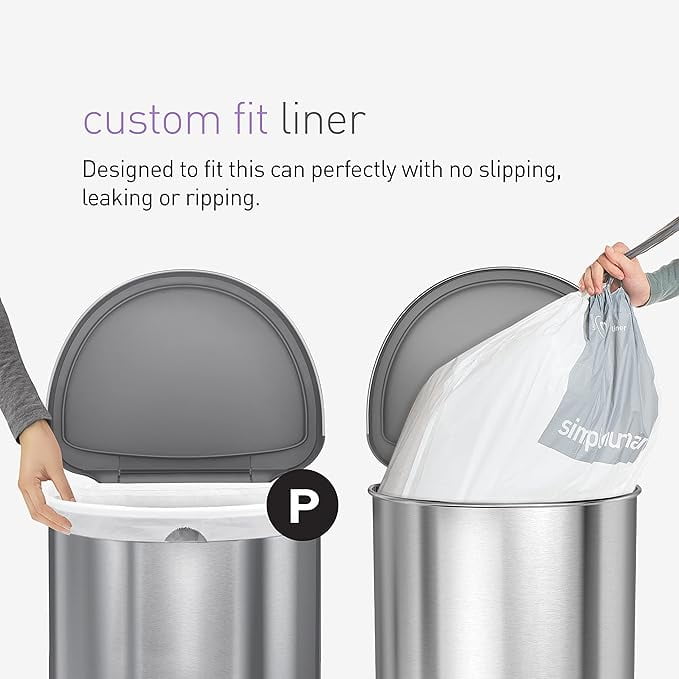 simplehuman Code P Custom Fit Drawstring Trash Bags in Dispenser Packs, 100 Count, 50-60 Liter / 13.2-15.9 Gallon, White