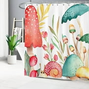 HVEST Boho Mushroom Shower Curtain for Bathroom Decor,Colorful Natural Botanical Shower Curtain with Hooks,Cute Snails among Plants Polyester Waterproof Durable Fabric Bath Accessories 72X 78 Inches