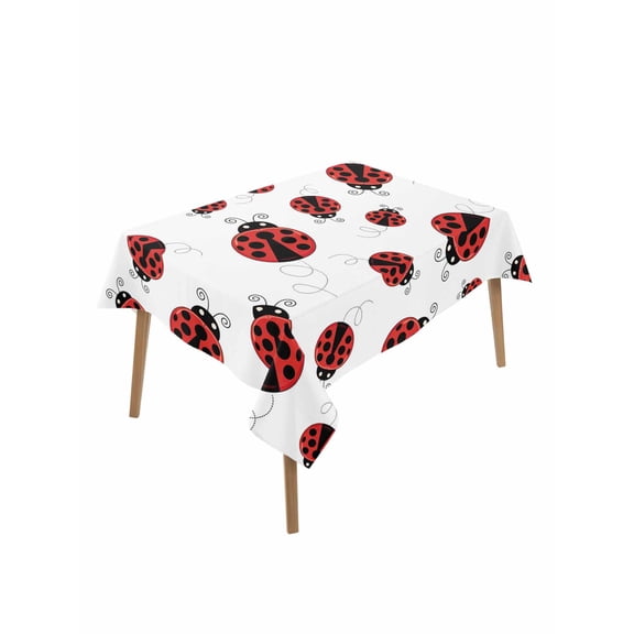 Cartoon Ladybug Table Cloth, Funny Animals Dot Modern Simple Waterproof Tablecloth for Rectangle Tables, Reusable Washable Fabric Table Cover for Restaurant Kitchen Dining Tables 52"x70"