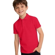 YunPes Kids' Pique Polo Boys Performance Polo Dry Fit Short Sleeve Golf Shirt for Active Casual Size 5‐14 School 𝐔niform Shirt