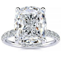 Pompeii Certified 5.86Ct Elongated Cushion Diamond Hidden Halo Engagement Ring Gold