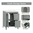 thumbnail image 6 of GDF Studio 24" Bathroom Vanity with Sink, Glass Door, 2 Drawers, Adjustable Shelf, Solid Wood+MDF, Gray, 6 of 12