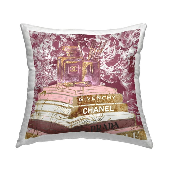 Stupell Industries Glam Designer Books Fashion Accessory Glitz Gold Pink,18 x 7 x 18 Decorative Pillows