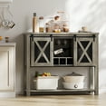 thumbnail image 1 of 46.5" Coffee Bar Cabinet with Sliding Barn Doors, Stemware Rack & 9-Bottle Wine Storage for Kitchen & Dining Room, 1 of 8