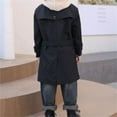thumbnail image 6 of NAISIBABY Boys Trench Jacket, Lapel Mid Length Classic British Styl Button Up Fashion Windbreaker Outerwear Black 12T, 6 of 7